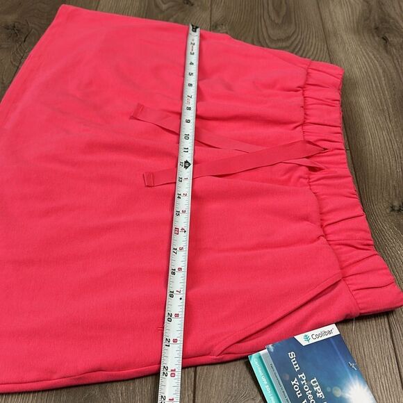 Coolibar 18” Plaka Knit Mid Rise Pink Active Skirt Skort UPF Size Large - Picture 9 of 14